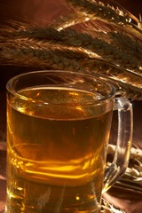 Glass of beer with grain