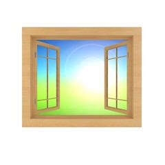 window with nature view isolated on a white