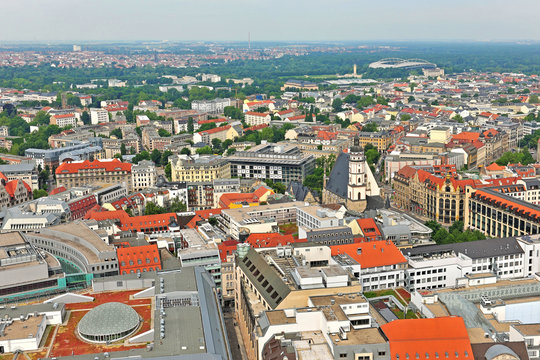 Leipzig von oben mit Thomaskirche