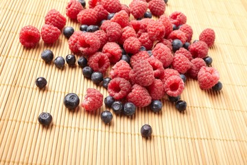 fresh blueberries and raspberries