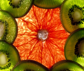 abstract background of grapefruit and kiwi
