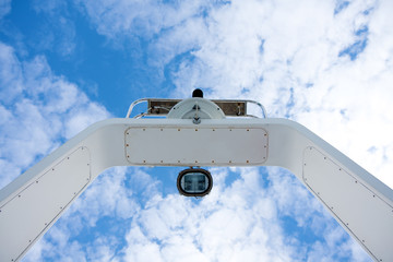 Boat Radar Mast Against Clouds © Simon Greig