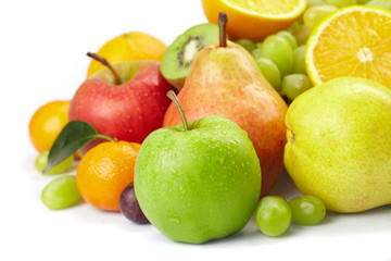 fresh fruits on the white background