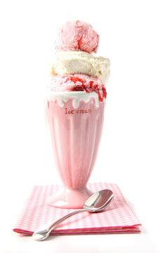 Big Strawberry Sundae On White