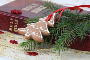 Christmas gingerbread on the Bible