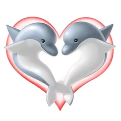 Papier Peint photo Lavable Dauphins dauphin amoureux