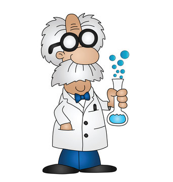 Cartoon Mad Scientist Isolated On White Background