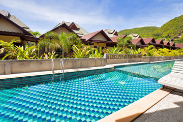 Resort pool in small Thai style hotel