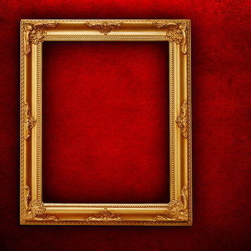 picture frame on red paint wall