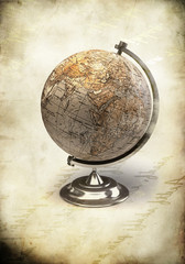 3d earth on grunge background