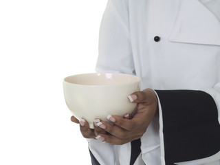 Chef serving empty bowl