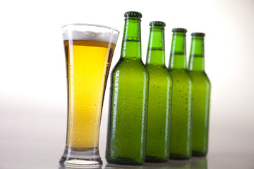 Bottles of beer against a white background