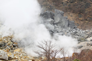 fumée échappée d'un volcan