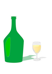 Vector illustration a glass with a drink and a bottle