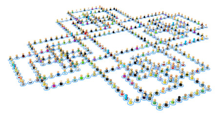 Cartoon Crowd Links, Square Cross