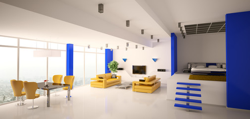 Modern apartment panorama 3d