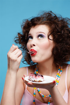 Girl Eating Cake