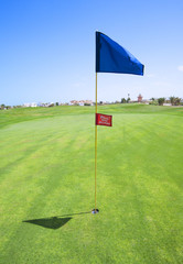 Obraz premium Flag on a golf course green