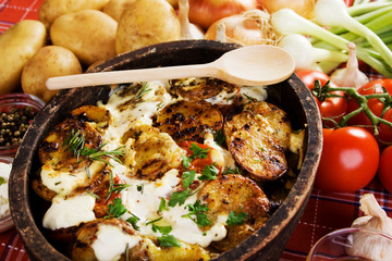 Roasted then baked potato