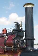 Fototapeta na wymiar Funnel of antique steam engine