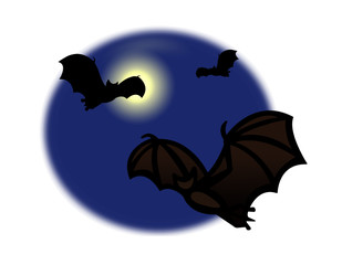Bats flying around the full moon
