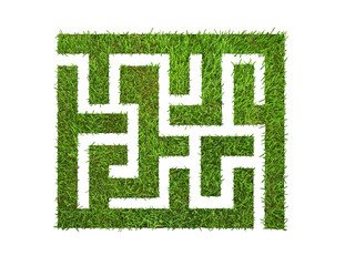 green grass maze, isolated on white