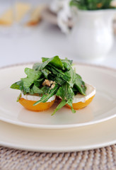 Grilled Apricot and Goat Cheese with Arugula Salad