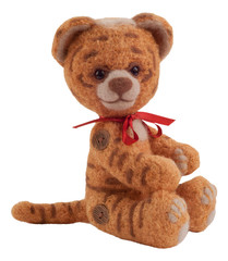 A toy knitted tiger, isolated