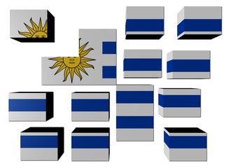 Uruguay Flag on cubes against white illustration