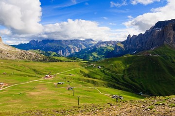 Summer view of Dolomites valley