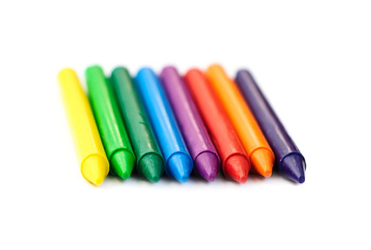 Multi-colored wax crayons