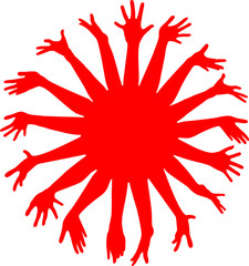 The sun with beams-hands, a vector