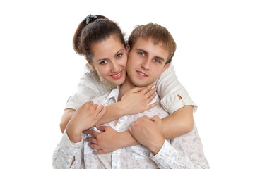 Closeup portrait of a happy young couple