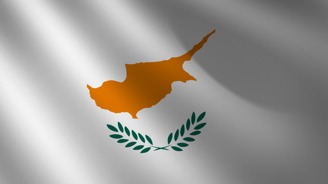 Bandera de Chipre ondulante al viento. Bucle continuo