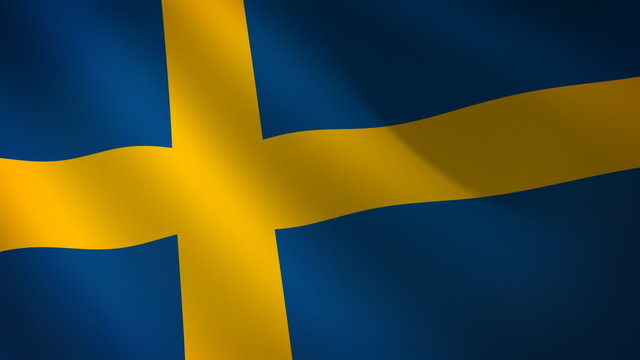 Bandera de Suecia ondulante al viento. Bucle continuo