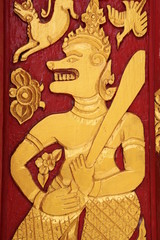 art carving, Wat Charoenphon, Tha Kon Yang, Kantarawichai