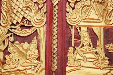 art carving, Wat Charoenphon, Tha Kon Yang, Kantarawichai