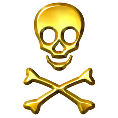 3D Golden Crossbones