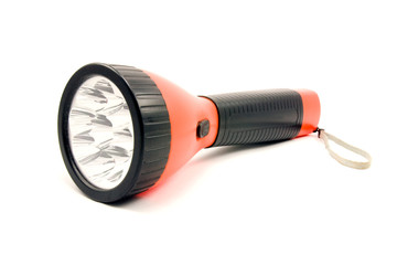close-up of a flashlight, isolated on white background