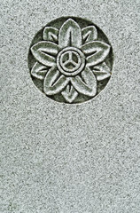 Stylized floral carving on nineteenth century gravestone