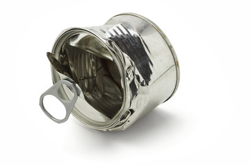 Crushed tin can