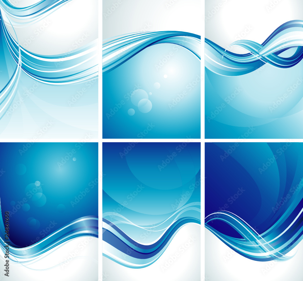 Poster set of simple abstract blue background.
