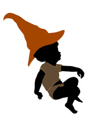 African American Halloween Toddler Illustration Silhouette