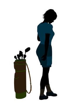Female Golf Player Illustration Silhouette