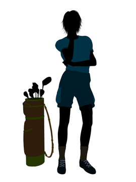 Female Golf Player Illustration Silhouette