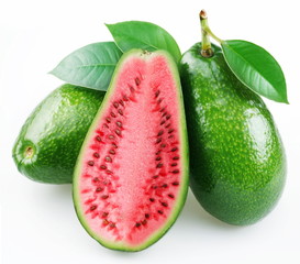 Flesh of watermelon on the cut avocado. Product of genetic engin