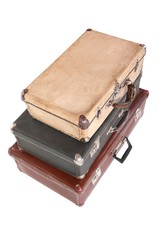 old dusty suitcases. all suitcases is closed. Isolated