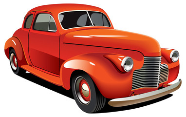 Red old-fashioned hot rod