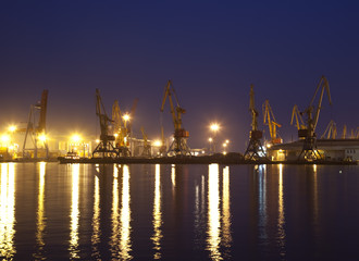 Fototapeta na wymiar Cargo port in Odessa at night