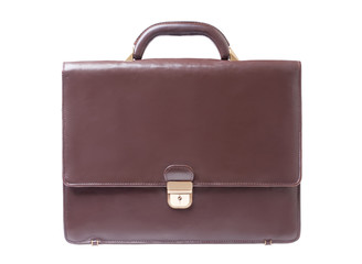 business brown briefcase on a white background